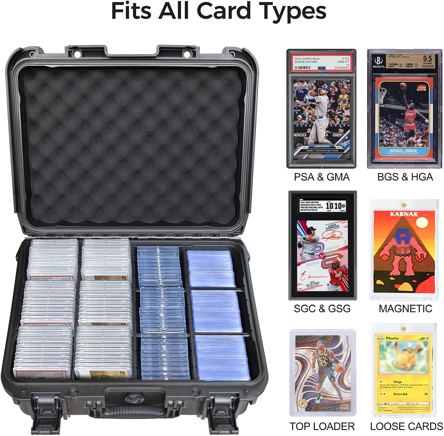Graded Card Case Storage Box, Extra Large Trading Card Box, PSA Slab Case | Waterproof Trading Card Storage Box with 8 Adjustable Dividers; Fits BGS, SGC, CGC, CSG Slabs, Top Loaders & Magnetic Holders - Image 2