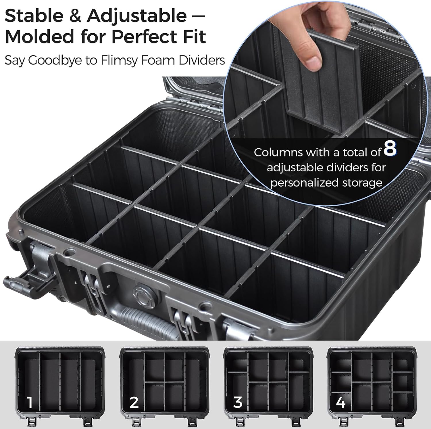 Graded Card Case Storage Box, Extra Large Trading Card Box, PSA Slab Case | Waterproof Trading Card Storage Box with 8 Adjustable Dividers; Fits BGS, SGC, CGC, CSG Slabs, Top Loaders & Magnetic Holders - Image 3