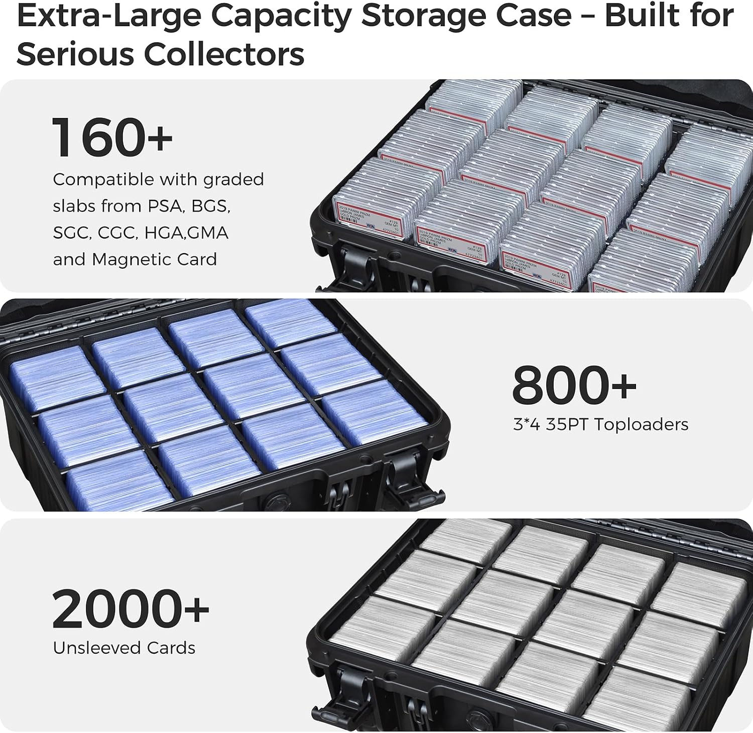 Graded Card Case Storage Box, Extra Large Trading Card Box, PSA Slab Case | Waterproof Trading Card Storage Box with 8 Adjustable Dividers; Fits BGS, SGC, CGC, CSG Slabs, Top Loaders & Magnetic Holders - Image 5
