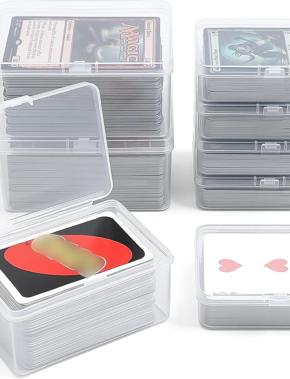 neotidy Playing Card Storage Box Set of 6, Clear Plastic Playing Card Cases Organizer with Snap Lid, Mixed Sizes Card Game Storage for UN* Cards, Standard Decks, Trading Cards, Card Game Holder Case