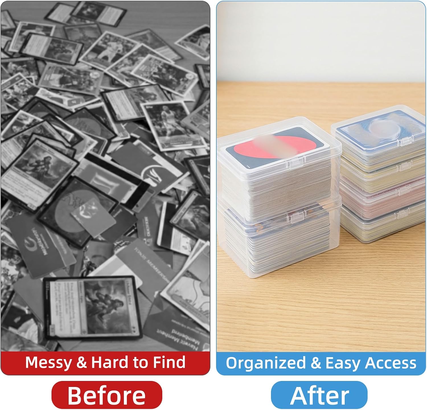 neotidy Playing Card Storage Box Set of 6, Clear Plastic Playing Card Cases Organizer with Snap Lid, Mixed Sizes Card Game Storage for UN* Cards, Standard Decks, Trading Cards, Card Game Holder Case - Image 7