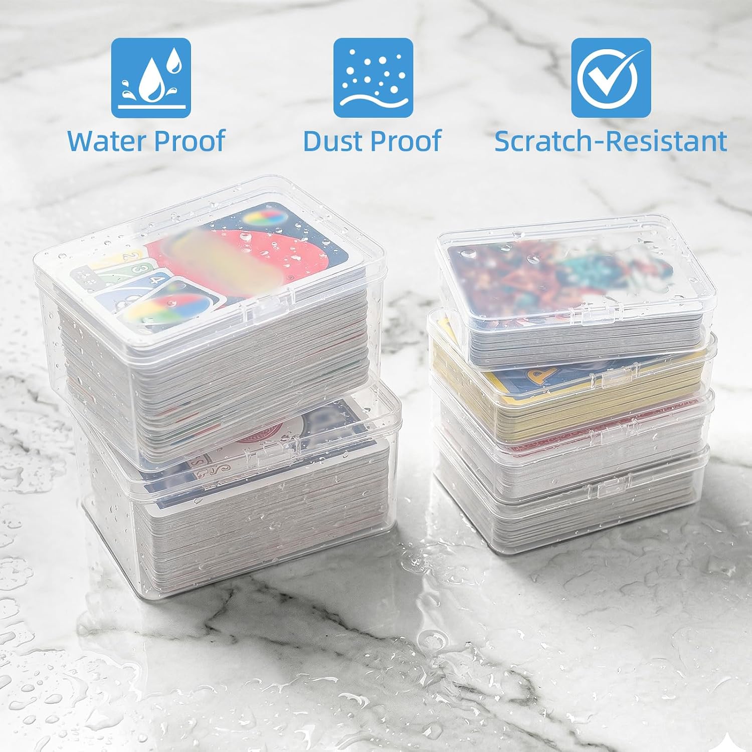 neotidy Playing Card Storage Box Set of 6, Clear Plastic Playing Card Cases Organizer with Snap Lid, Mixed Sizes Card Game Storage for UN* Cards, Standard Decks, Trading Cards, Card Game Holder Case - Image 9