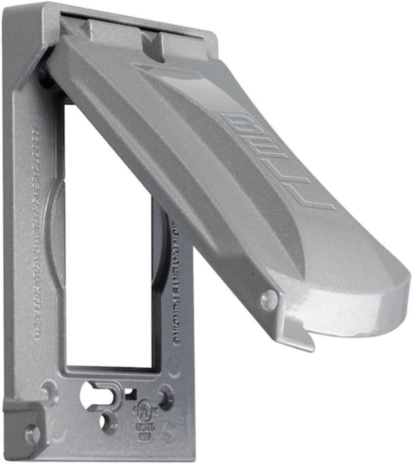BELL 1-Gang Weatherproof Universal Metal Flip Cover, 12-in-1, Gray | Vertical or Horizontal Mount, 3.02 in. W x 4.84 in. H, Weatherproof Receptacle Cover, NEMA 3R, UL Listed