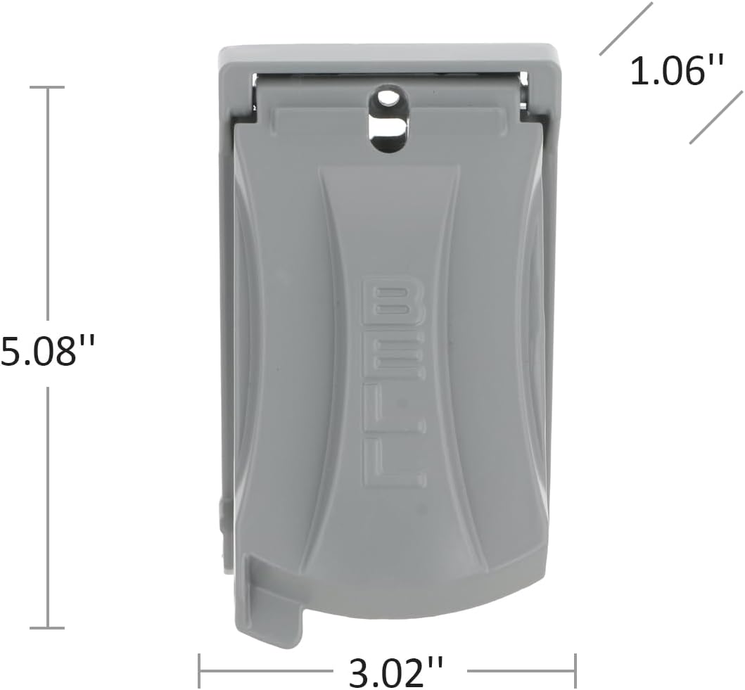 BELL 1-Gang Weatherproof Universal Metal Flip Cover, 12-in-1, Gray | Vertical or Horizontal Mount, 3.02 in. W x 4.84 in. H, Weatherproof Receptacle Cover, NEMA 3R, UL Listed - Image 3