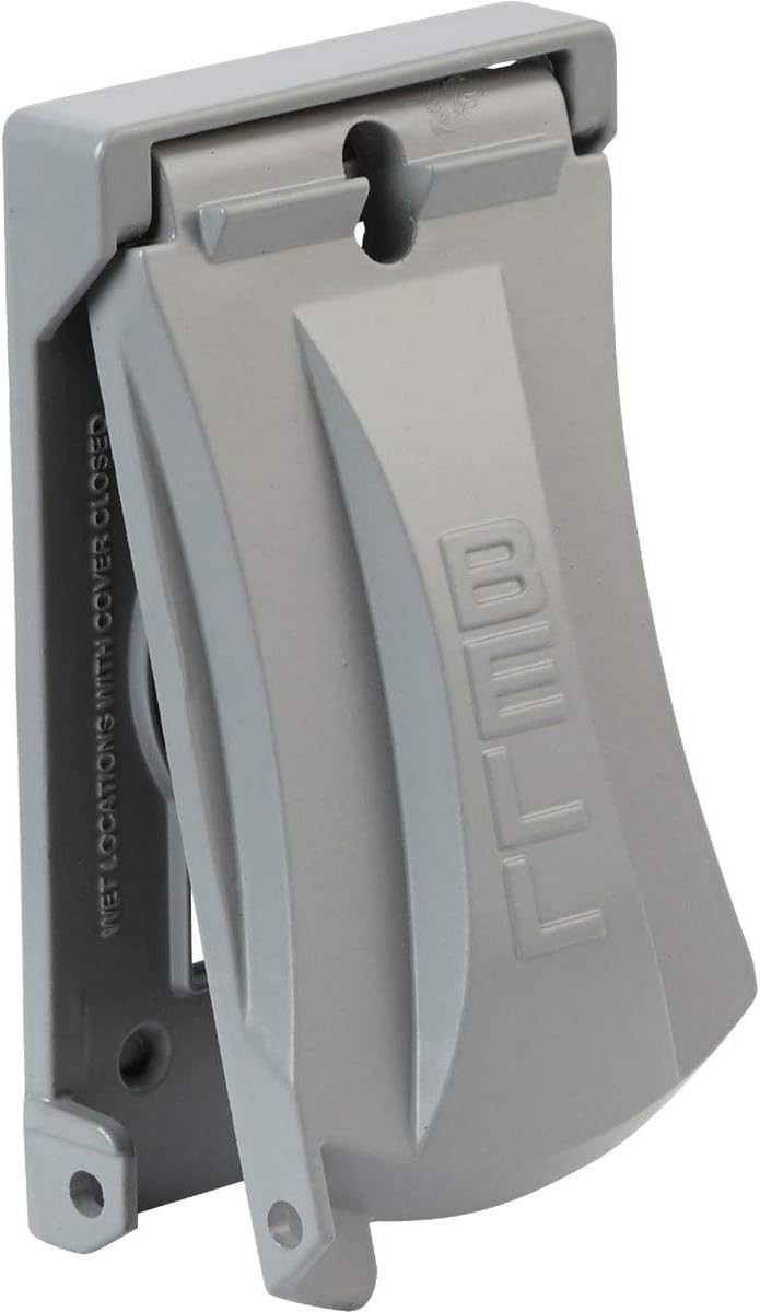 BELL 1-Gang Weatherproof Universal Metal Flip Cover, 12-in-1, Gray | Vertical or Horizontal Mount, 3.02 in. W x 4.84 in. H, Weatherproof Receptacle Cover, NEMA 3R, UL Listed - Image 4