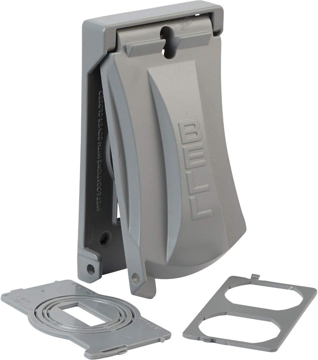 BELL 1-Gang Weatherproof Universal Metal Flip Cover, 12-in-1, Gray | Vertical or Horizontal Mount, 3.02 in. W x 4.84 in. H, Weatherproof Receptacle Cover, NEMA 3R, UL Listed - Image 5