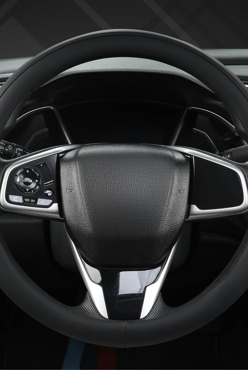 West Llama Thin Slim Car Steering Wheel Cover, Universal 14.5-15 inch Nappa Leather Steering Wheel Cover, Ultra Thin, Anti-Slip, Breathable(Black-Standard Size)