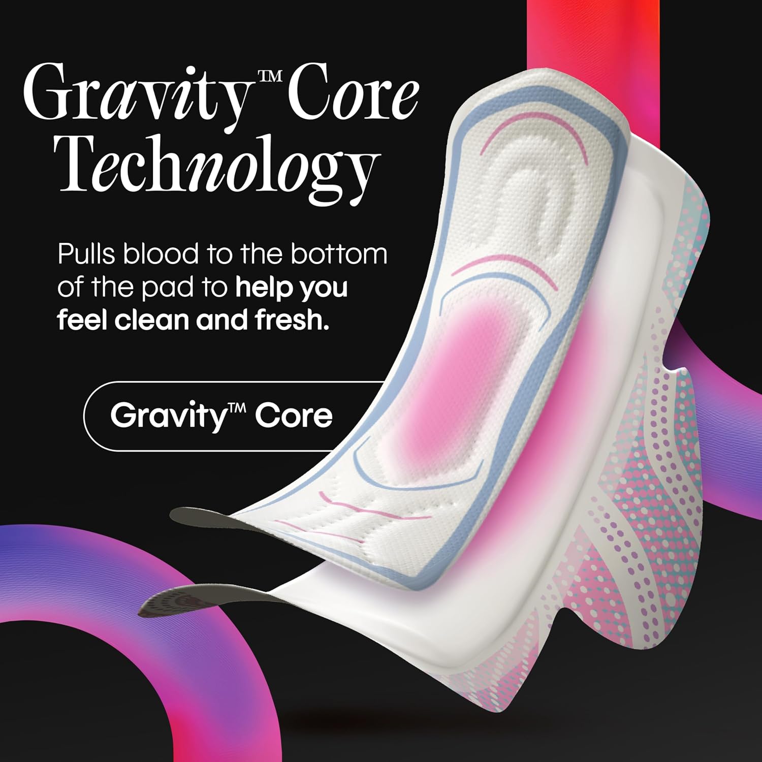 Kotex Ultra Thin Pads, Regular, 60 Count | Period Pad, Breathable Soft Touch Cover, Made Without Fragrance, Clean & Dry Feel, LeakShield Protection, Gravity Core - Image 2