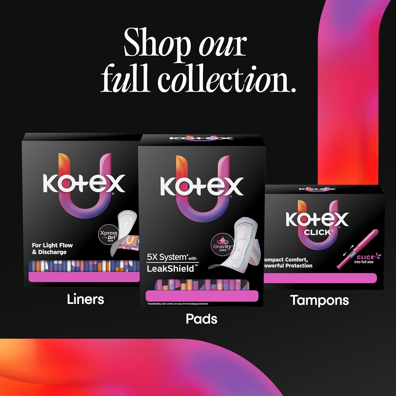 Kotex Ultra Thin Pads, Regular, 60 Count | Period Pad, Breathable Soft Touch Cover, Made Without Fragrance, Clean & Dry Feel, LeakShield Protection, Gravity Core - Image 6