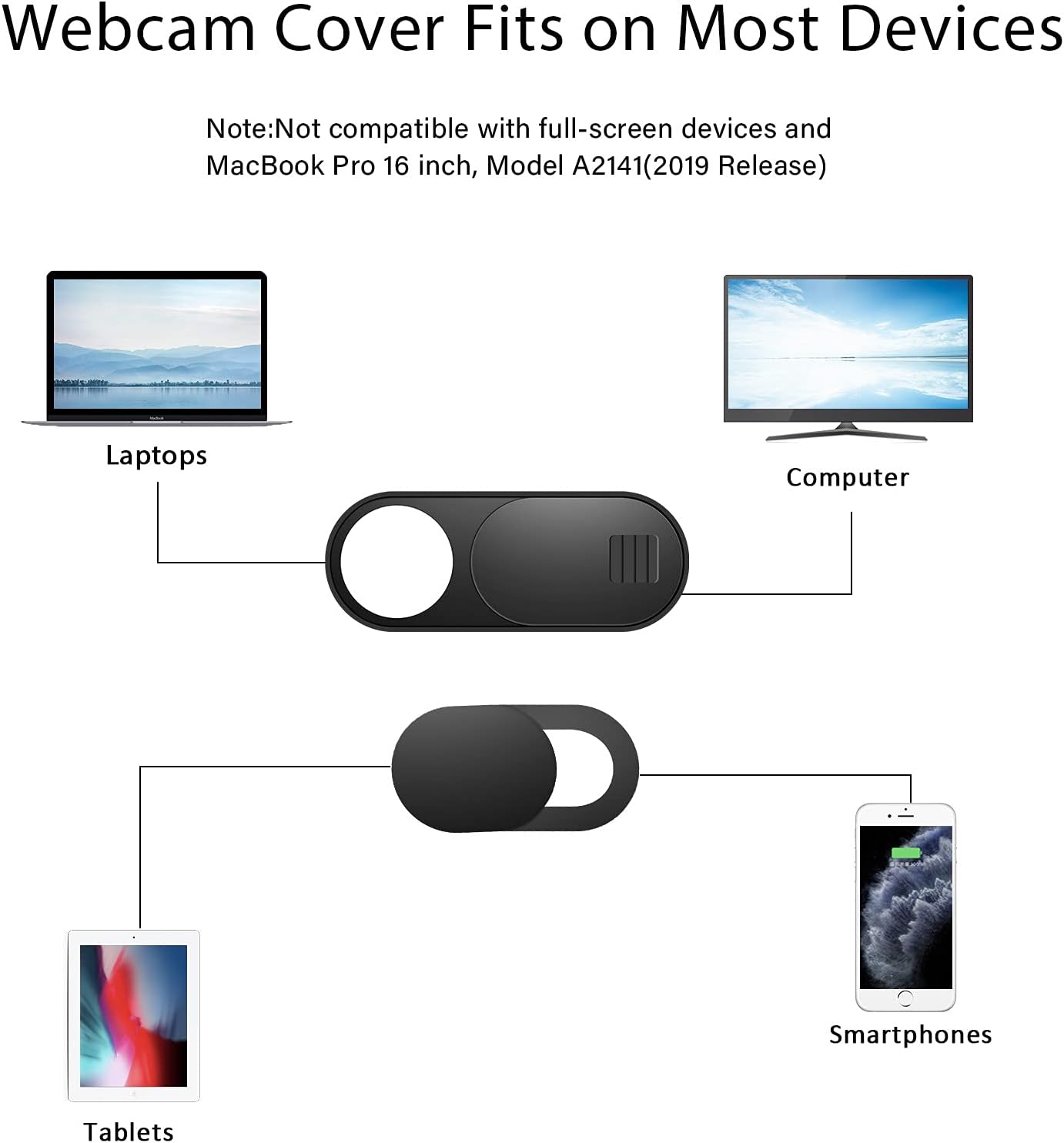 Laptop Camera Cover Slide, Phone Camera Cover Slide, 6 Pack Ultra Thin Webcam Cover Slide for Laptop, Desktop, PC, Tablet, Smartphone, Protect Your Privacy and Security(Black) - Image 5