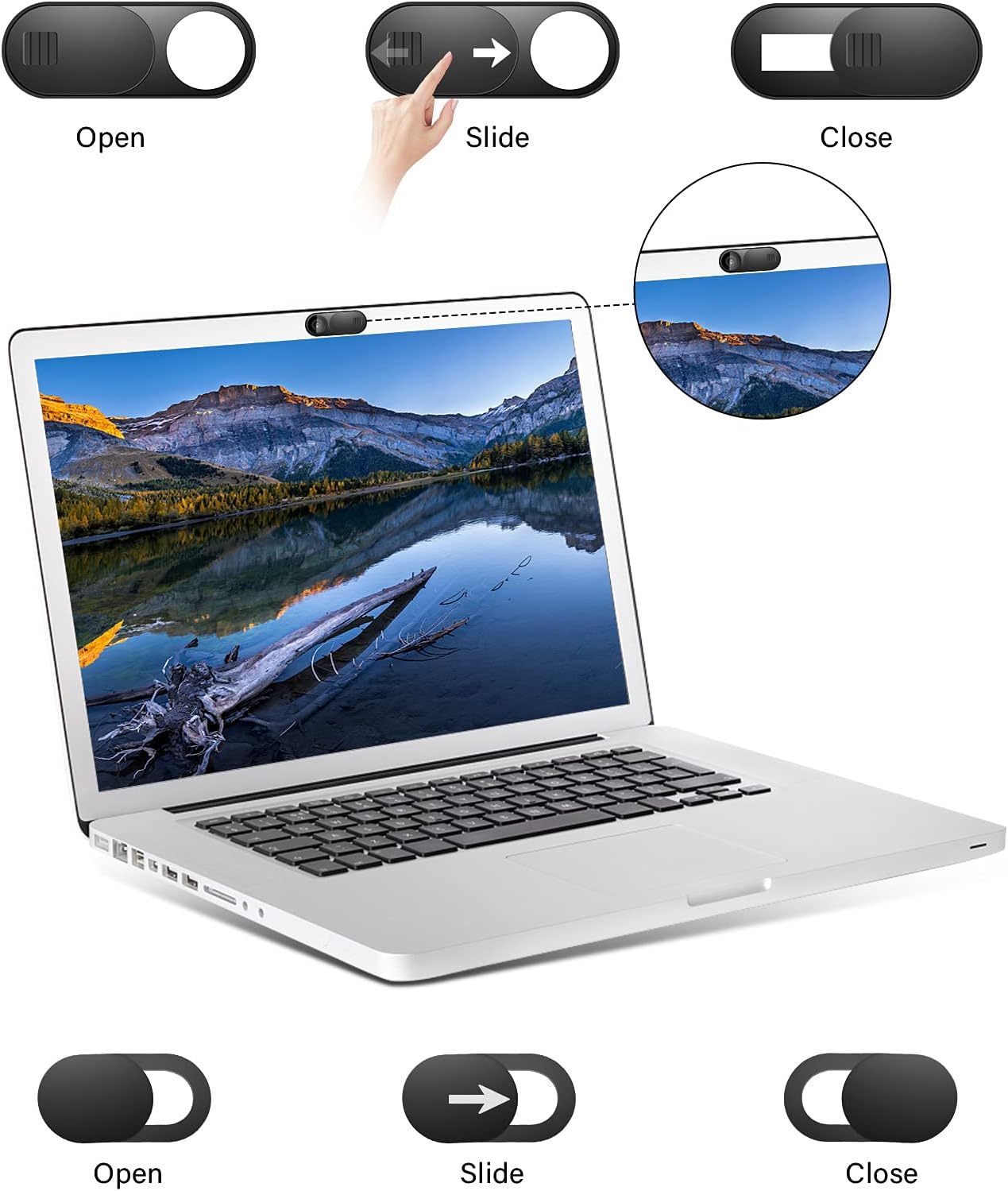 Laptop Camera Cover Slide, Phone Camera Cover Slide, 6 Pack Ultra Thin Webcam Cover Slide for Laptop, Desktop, PC, Tablet, Smartphone, Protect Your Privacy and Security(Black) - Image 8