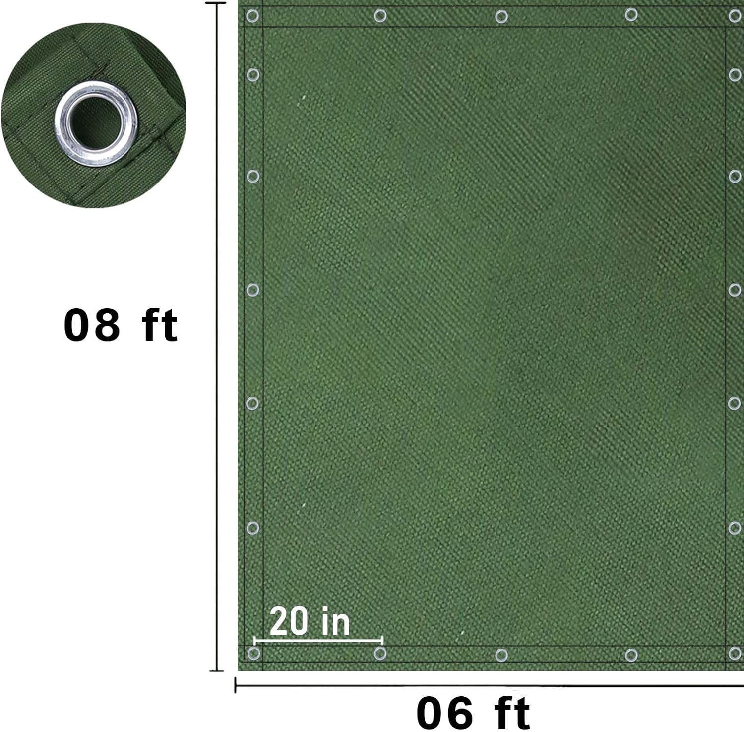 FoundGo Canvas Tarp 6x8ft Heavy Duty Waterresistant Tarps with Grommets, UV Resistant, 22 Mil Tarpaulin,14 oz Durable Cloth Covers for Car, Roof, Boat, Camp, Canopy, Woodpile with Ropes-Green - Image 5