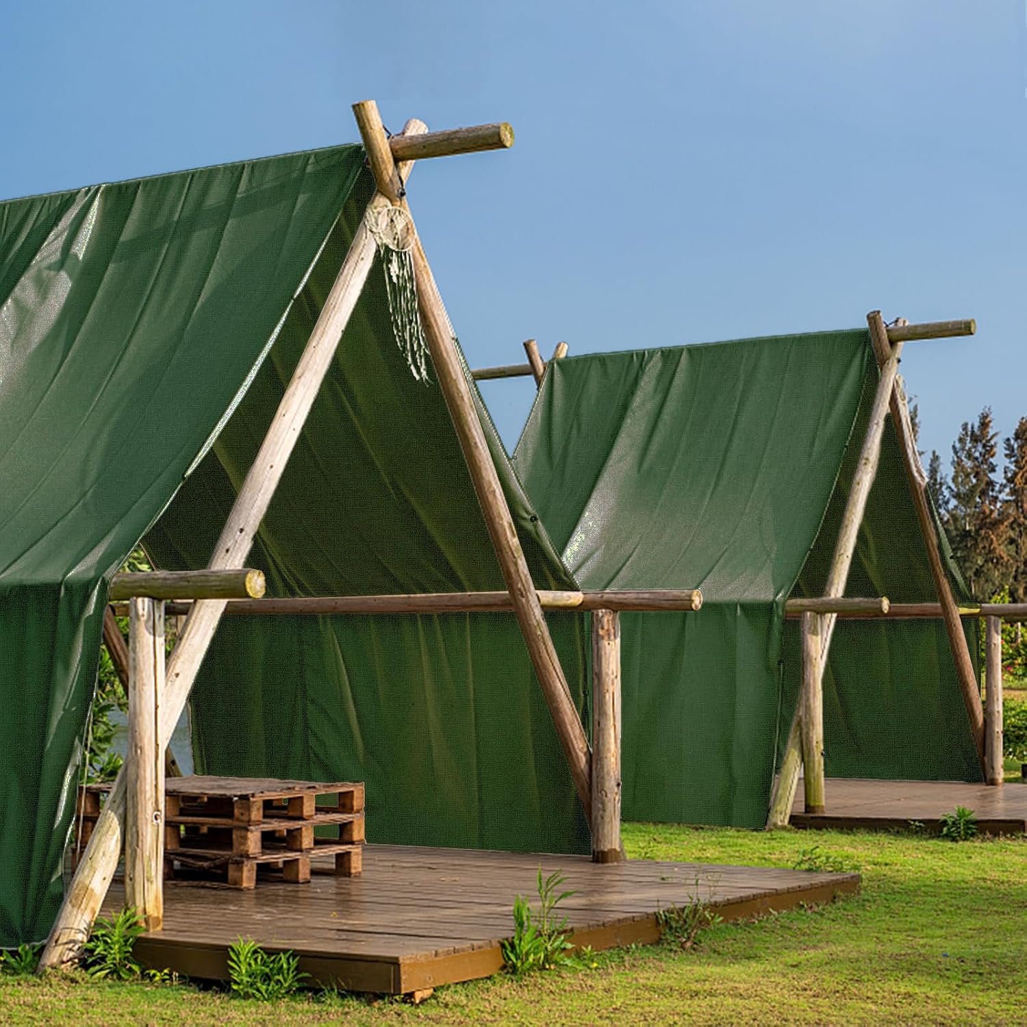 FoundGo Canvas Tarp 6x8ft Heavy Duty Waterresistant Tarps with Grommets, UV Resistant, 22 Mil Tarpaulin,14 oz Durable Cloth Covers for Car, Roof, Boat, Camp, Canopy, Woodpile with Ropes-Green - Image 8